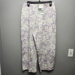 Alfred dunner women's capri pants size 16 floral white and purple new with tags